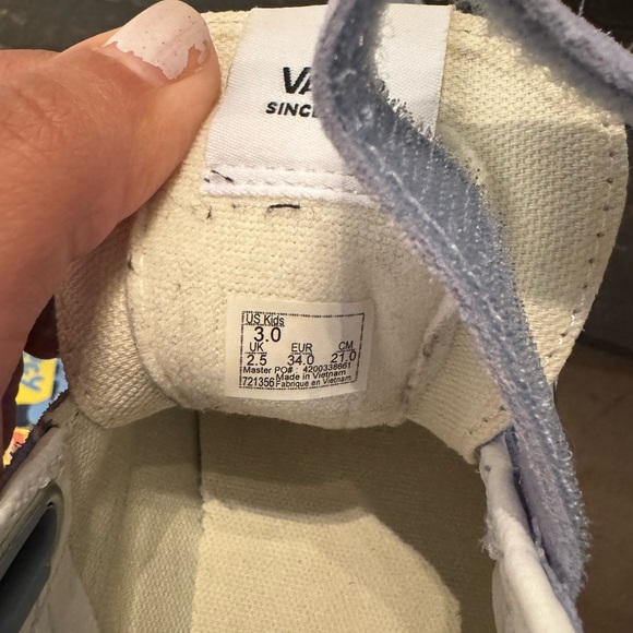 Vans SK8- Mid kids shoes. Blue and white. Size 3. EUC - Picture 3 of 9